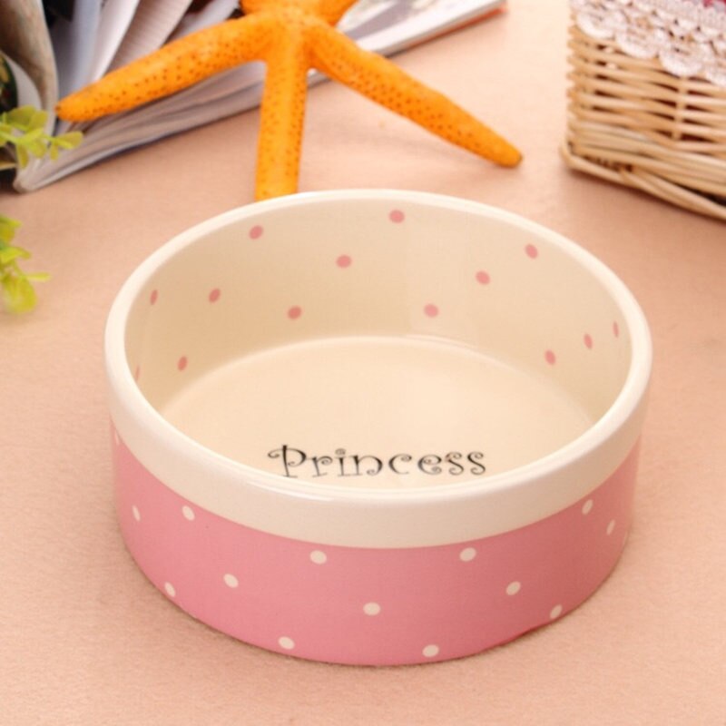 Pet Dog Beautiful Ceramics Pink Blue Dot Pattern Bowl Dog Cat Drinking Eating FeederS BW761 - Alles für deine Haustiere