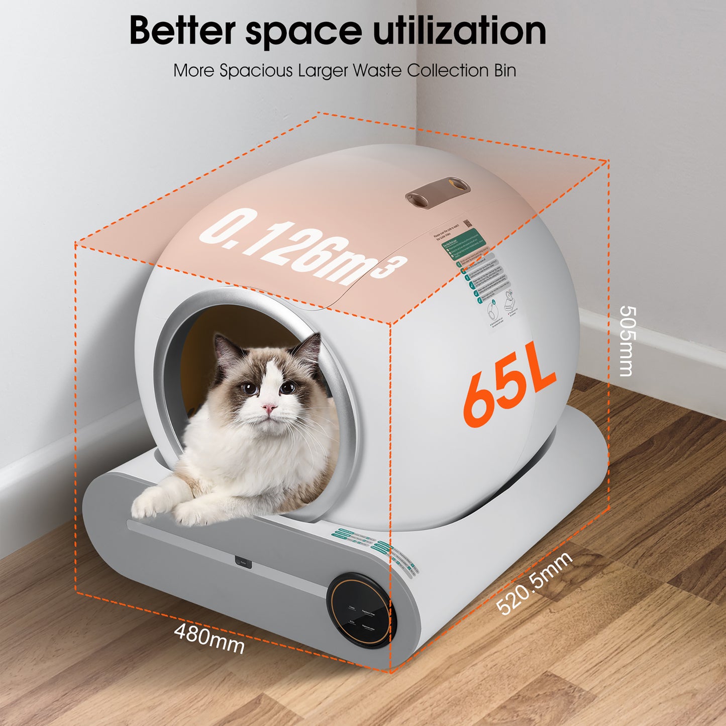 Automatische Reinigung, beseitigt Gerüche, unterstützt WiFi-Anwendungssteuerung, intelligente automatische Katzentoilette mit Polsterung