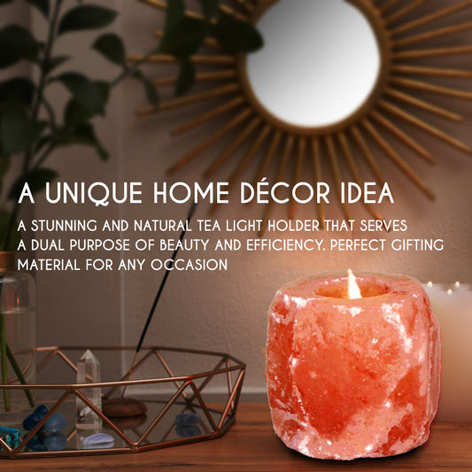 Himalayan Pink Salt Tea Light Holder by Pride of India – Salt Candle Holder – Room Décor Item – Great for Creating an Ambiance – Ideal for Home & Spa Uses – Natural Shape - Alles für deine Haustiere