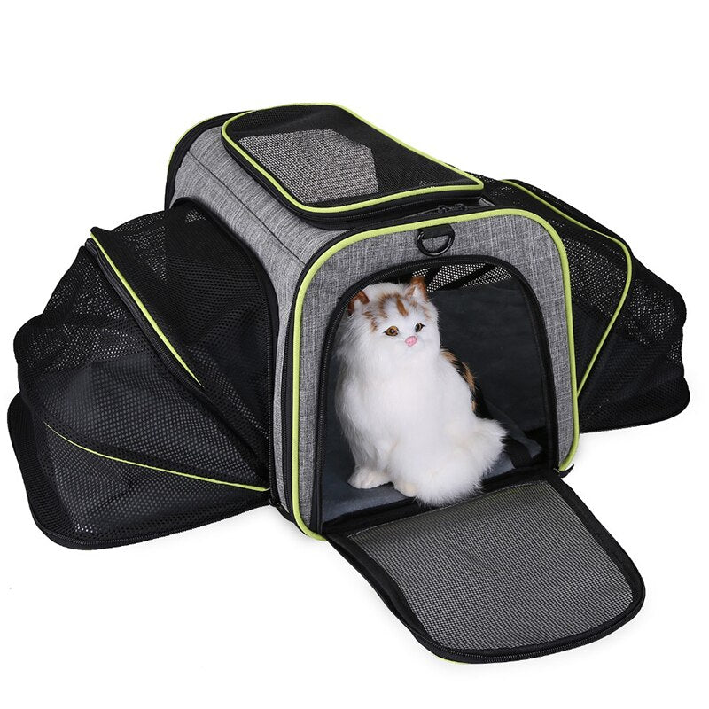 Pet Dog Expandable Carriers Backpack Portable Pet Cat Transport Bag Foldable Mesh Breathable Dog Cat Carriers Car Travel Bag