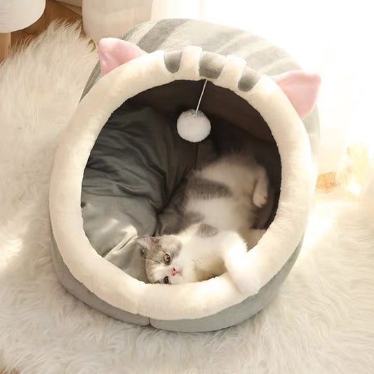 Sweet Cat Bed Warm Pet Basket Cozy Kitten Lounger Cushion Cat House Tent Very Soft Small Dog Mat Bag For Washable Cave Cats Beds - Alles für deine Haustiere