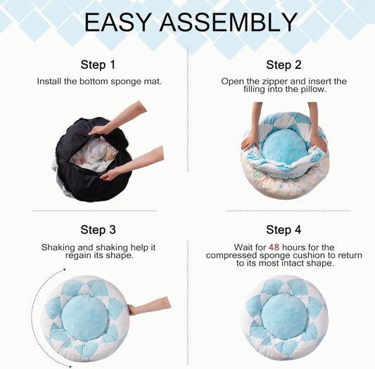 MEWOOFUN Donut Cat Bed For Indoor Cats - Round Washable Plush Pet Bed With Jacquard Shaggy Fabric & Non-Slip Bottom, Calming Small Dog Bed For Puppy & Kitten, 23 Inch Blue Check - Alles für deine Haustiere