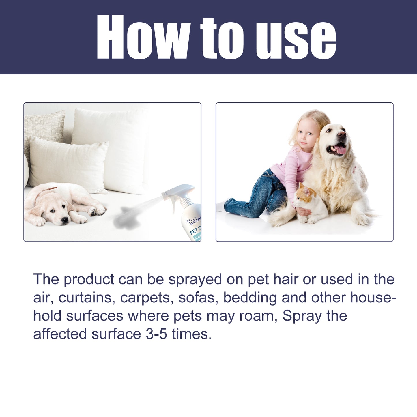 Pet Odor & Stain Eliminator, Clean Dog And Cat Body Odor Feces Odor Removal Indoor Fresh Deodorizer - Alles für deine Haustiere