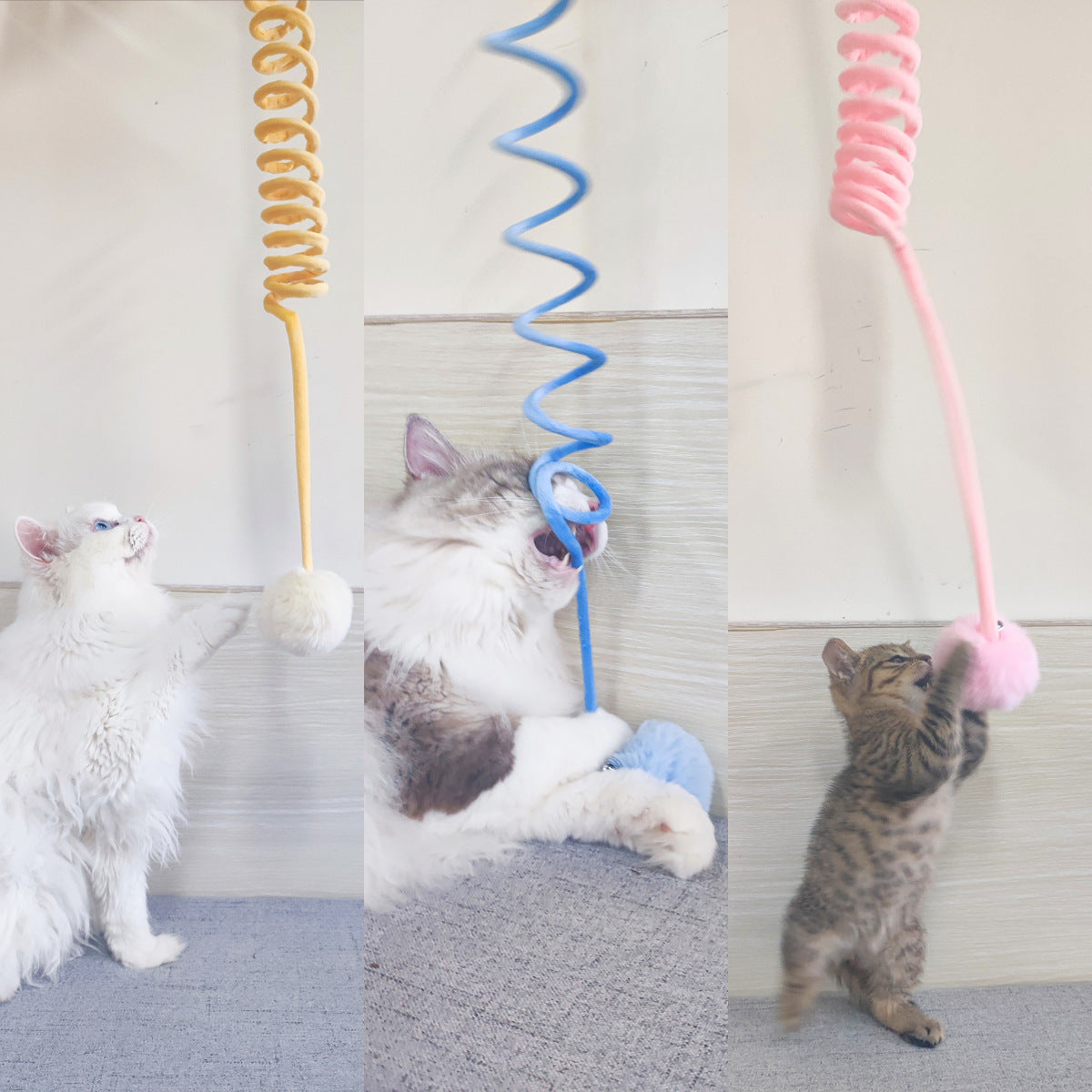 Cat Spring Toy – Interaktives Katzenspielzeug mit Fellball