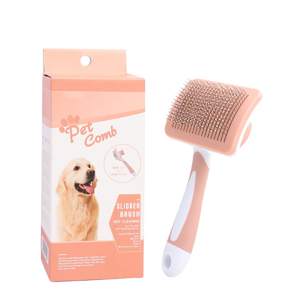 Selbstreinigende Zupfbürste für Hunde, Katzen und Haustiere – Reinigungsfunktion mit einem Klick – Sanfter und effektiver Haarentferner für Katzen und Hunde – Hundepflegezubehör für kleine, mittelgroße und große Hunde
