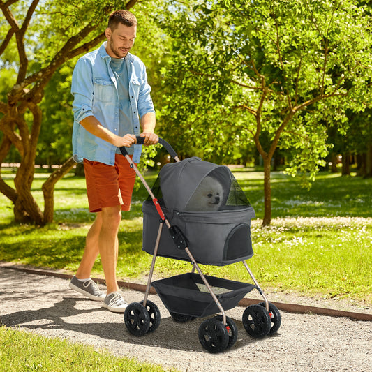 3-in-1 Pet Stroller mit Korb & Tragetasche – Hundebuggy