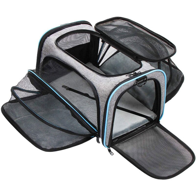 Pet Dog Expandable Carriers Backpack Portable Pet Cat Transport Bag Foldable Mesh Breathable Dog Cat Carriers Car Travel Bag