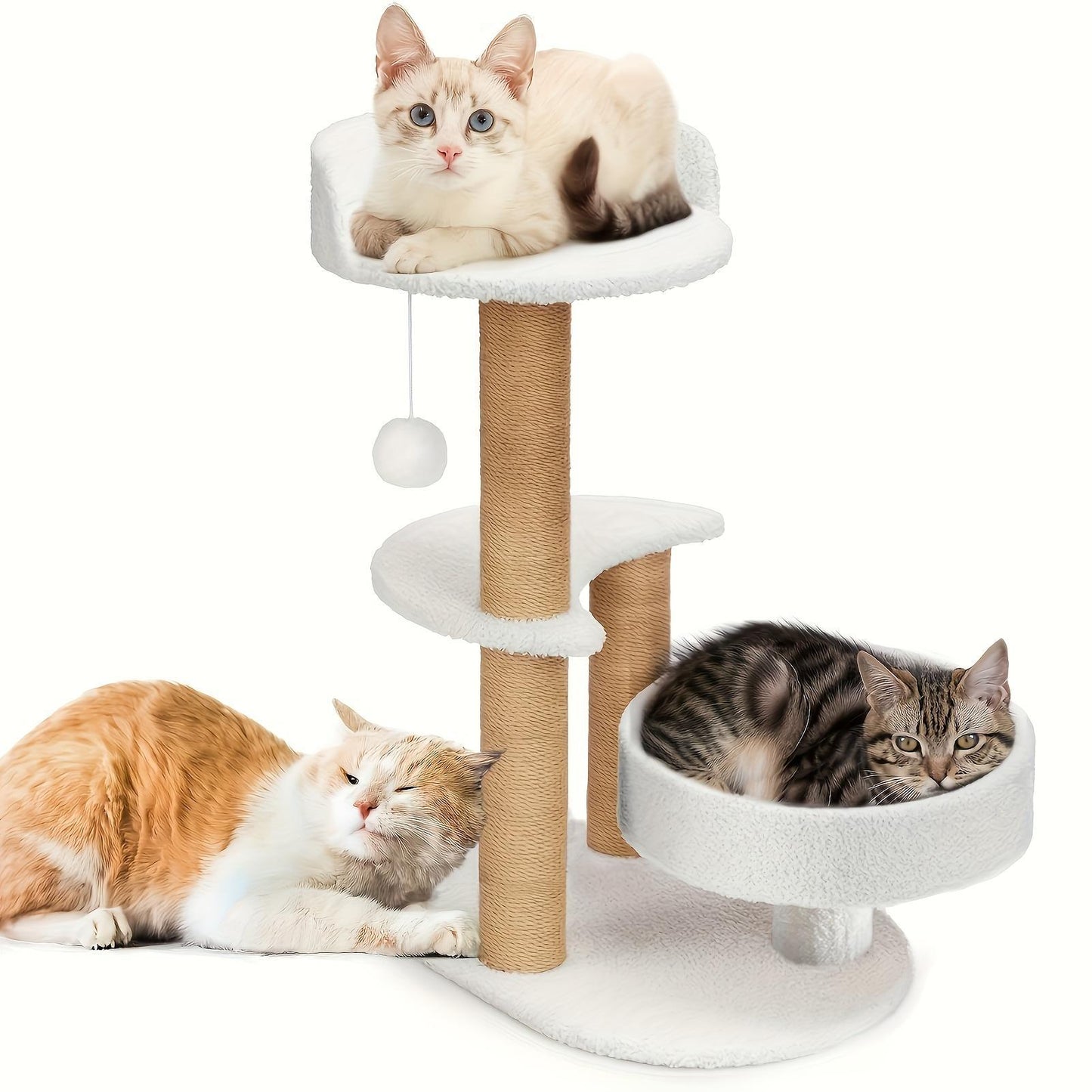 Mehrschichtiger Katzenbaum, Katzenmöbel für den Innenbereich mit Kratzbaum und interaktivem Ballspielzeug, preiswerter Haustier-Verzehrbaum