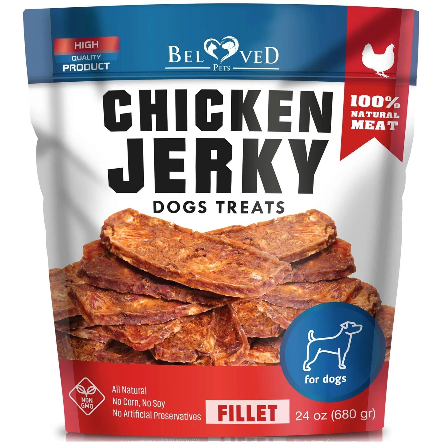 Hundeleckerlis mit Hühnchen-Jerky, 1,5 Pfund, Haustiersnacks in Lebensmittelqualität, getreidefreies Bio-Fleisch, ganz natürlich, proteinreich, getrocknete Streifen, die besten Kausnacks für das Training kleiner und großer Hunde