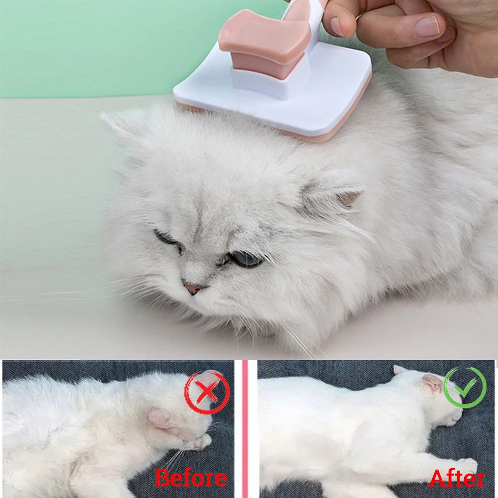 Selbstreinigende Zupfbürste für Hunde, Katzen und Haustiere – Reinigungsfunktion mit einem Klick – Sanfter und effektiver Haarentferner für Katzen und Hunde – Hundepflegezubehör für kleine, mittelgroße und große Hunde
