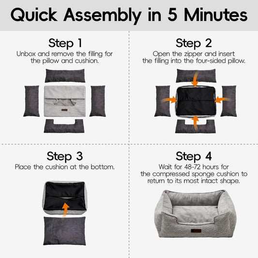 MEWOOFUN Medium Dog Bed - 31.5x23.6x9.5 Inch Washable Rectangle Pet Bed With Warming & Calming Features, Anti-Slip Bottom For Puppies - Alles für deine Haustiere