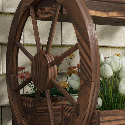 Wooden Wagon Planter Box, 3-Tier Raised Garden Bed, For Vegetables Flowers Herbs