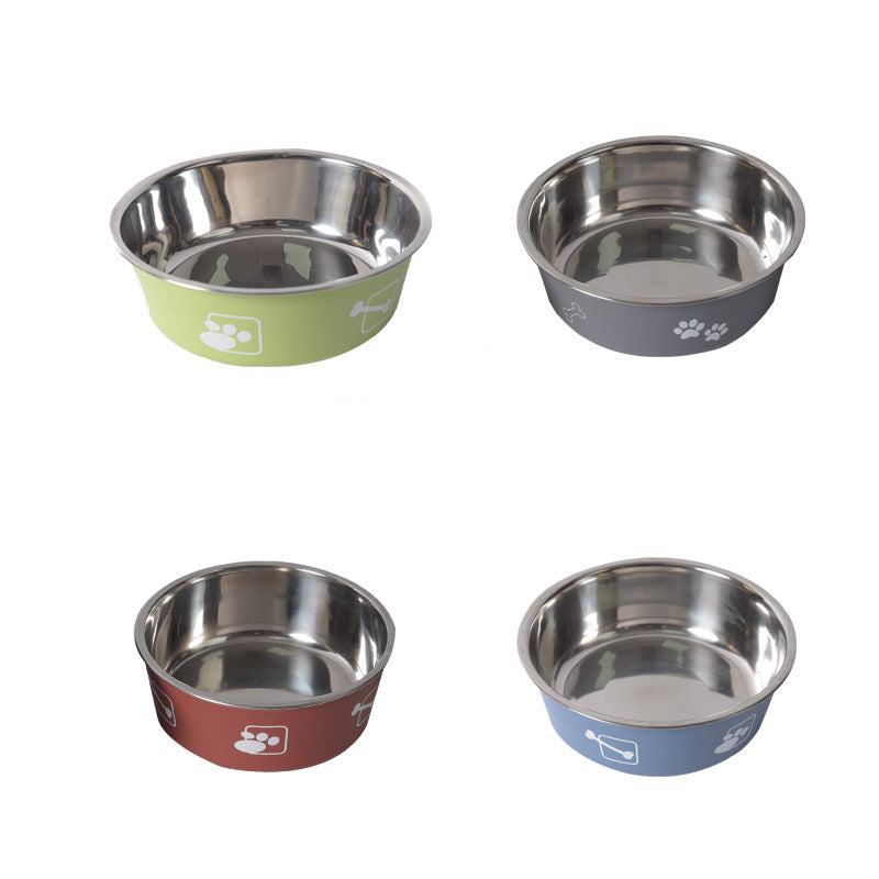 Pet Double Stainless Steel Cat Bowl Dog Bowl Non-Slip Resistant Drop Resistant Feeder Anti Knock Over Dog Food Basin - Alles für deine Haustiere