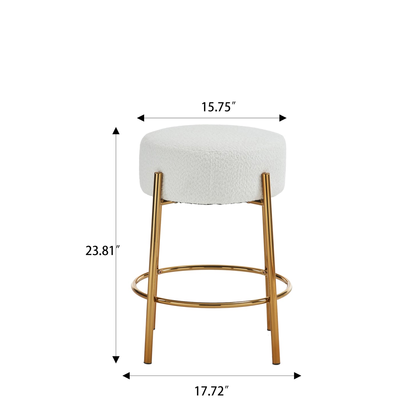 24 Zoll hoher runder Barhocker, 2er-Set – moderner gepolsterter Esszimmerhocker – inklusive stabiler Stützbeine