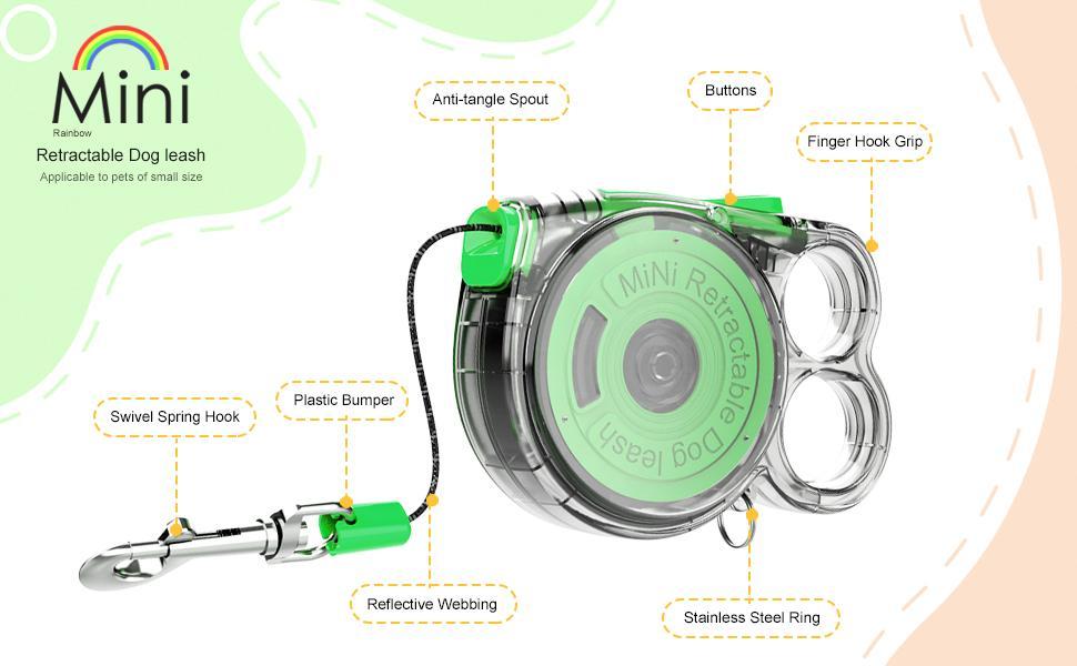 Mini Retractable Dog Leash - For Small Pets Lightweight Design Easy To Use Ideal For Outdoor Use