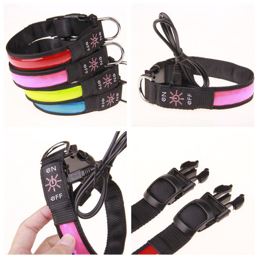 Usb Reflective Leather Luminous Collar Led Lattice Arm With Collar Reflective Lattice Dog Collar Collar Collar Collar Sleeve Can - Alles für deine Haustiere