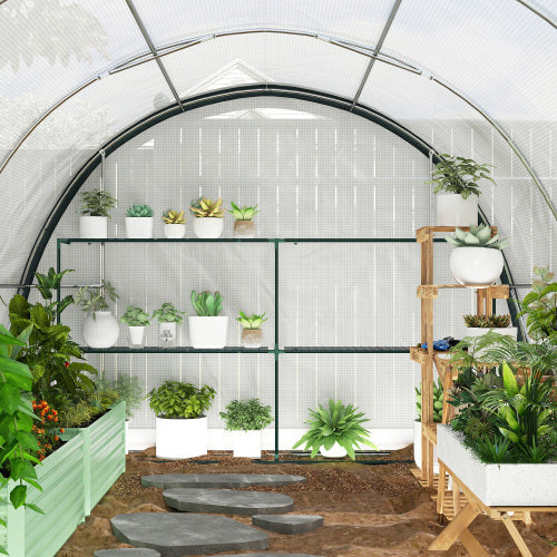 Outsunny 4 X 3m Walk-In Tunnel Greenhouse, With Accessories - White