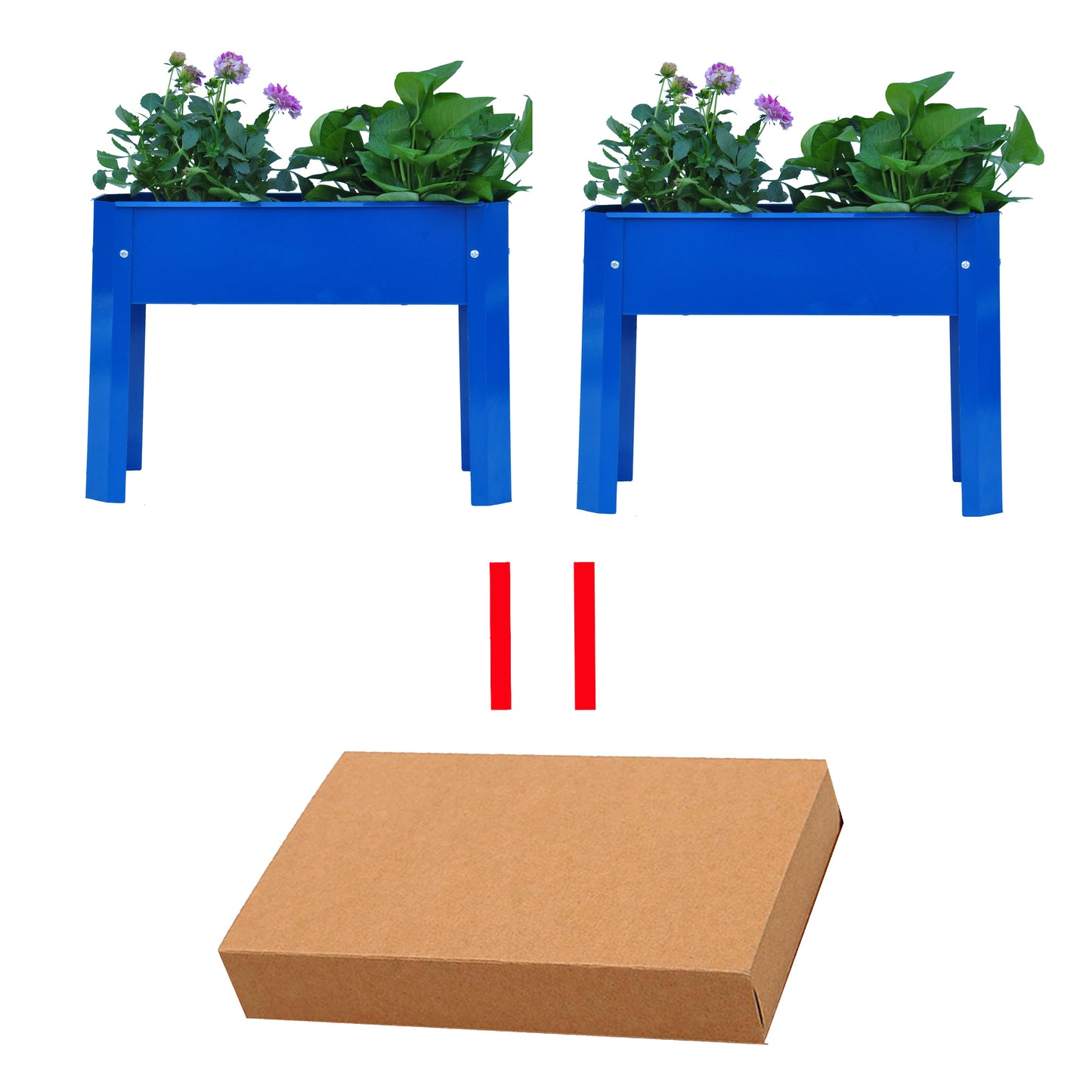 Erhöhtes Gartenbeet, erhöhter Blumentopfkasten aus Metall für den Außenbereich, geeignet für Hinterhof und Terrasse, große Blumentöpfe (Blau * 2)