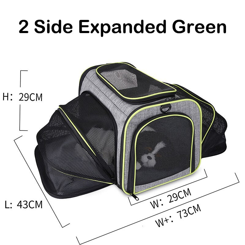 Pet Dog Expandable Carriers Backpack Portable Pet Cat Transport Bag Foldable Mesh Breathable Dog Cat Carriers Car Travel Bag