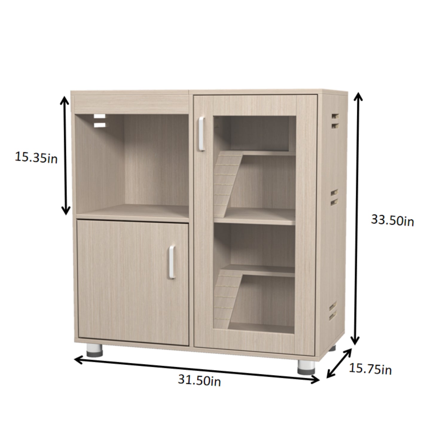 Guinea pig cage, 4 layers of hamster cage wood, with storage cabinet, mouse cage, openable top, acrylic window ,X-Large