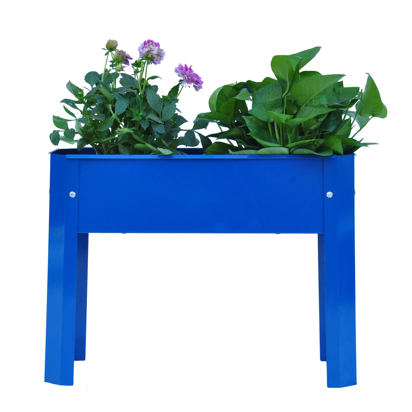 Erhöhtes Gartenbeet, erhöhter Blumentopfkasten aus Metall für den Außenbereich, geeignet für Hinterhof und Terrasse, große Blumentöpfe (Blau * 2)