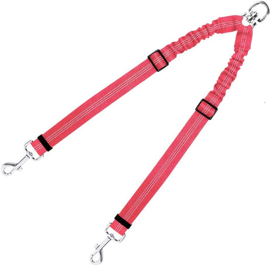 New Explosion-Proof Red Dog Chain One Drag Two Multi-Dog Elastic Pet Double-Headed Leash Dog Walking Leash - Alles für deine Haustiere