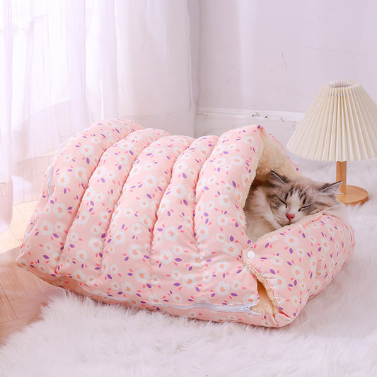 Warm Cat Bed with Detachable Cat Sleeping Bag Plus Velvet Thickening Warm Dog Bed - Alles für deine Haustiere