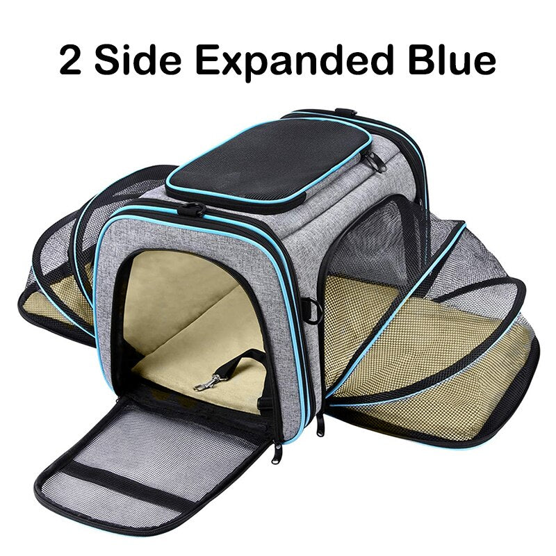 Pet Dog Expandable Carriers Backpack Portable Pet Cat Transport Bag Foldable Mesh Breathable Dog Cat Carriers Car Travel Bag