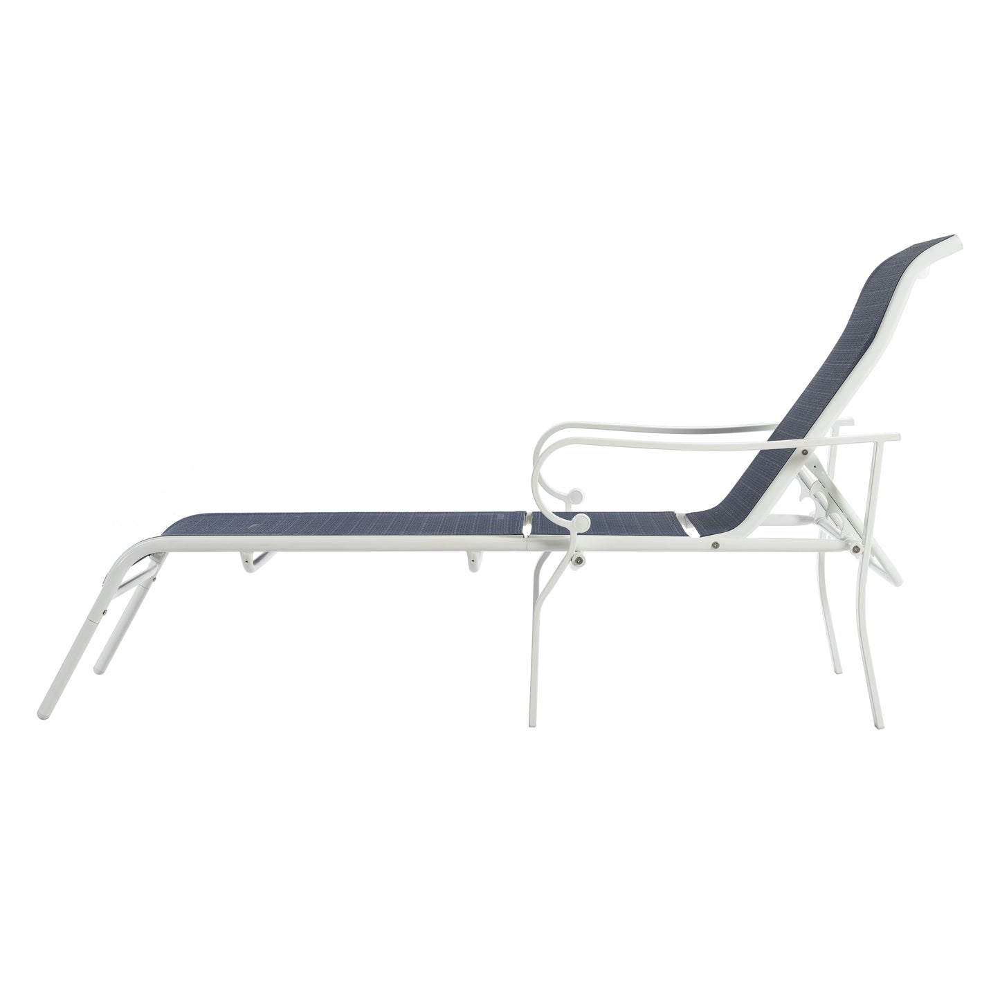 3-teiliges Terrassen-Loungesessel-Set, Outdoor-Loungesessel mit 5 verstellbaren Rückenlehnen, stabiler Stahlrahmen, weiß blau