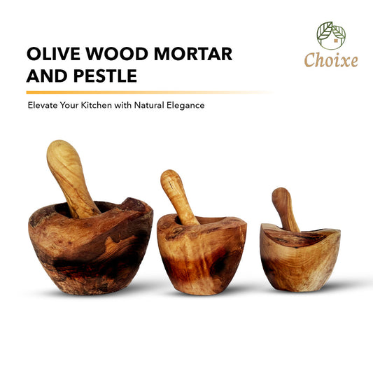 Olive Wood Rustic Mortar and Pestle - Alles für deine Haustiere