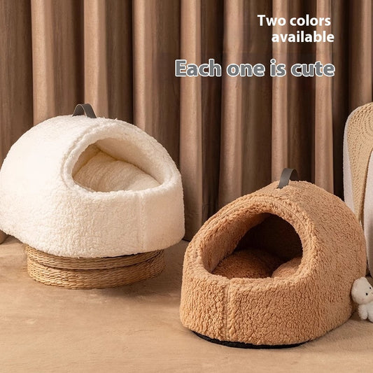 Winter Warm Closed Sense Of Security Removable And Washable Large Lambswool Slippers Cat Nest