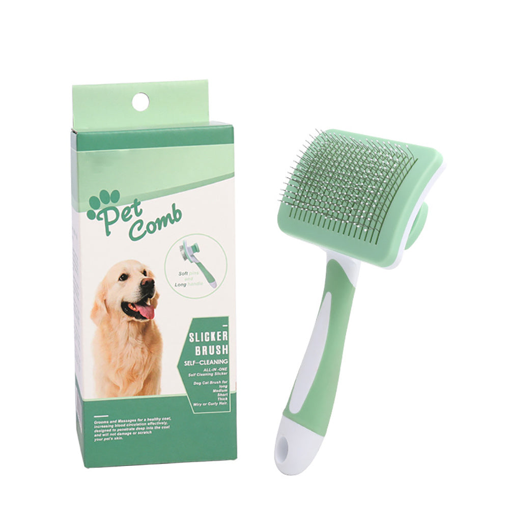 Selbstreinigende Zupfbürste für Hunde, Katzen und Haustiere – Reinigungsfunktion mit einem Klick – Sanfter und effektiver Haarentferner für Katzen und Hunde – Hundepflegezubehör für kleine, mittelgroße und große Hunde