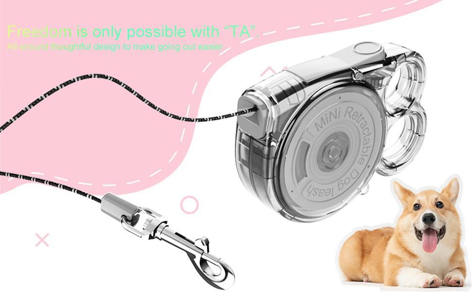 Mini Retractable Dog Leash - For Small Pets Lightweight Design Easy To Use Ideal For Outdoor Use