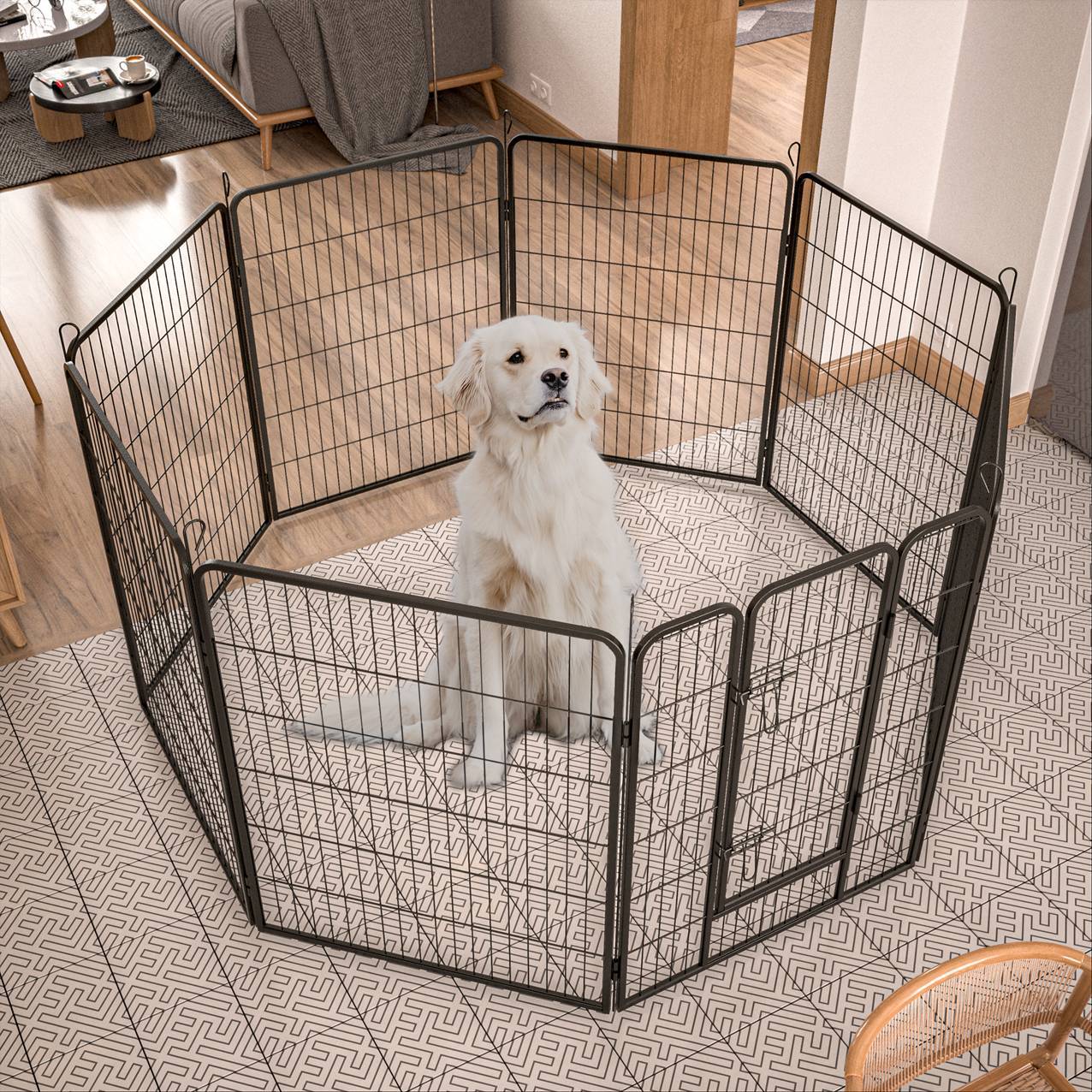 Hundeställe Outdoor-Hundezaun Hundelaufstall für große Hunde Hundehütte Haustierlaufstall