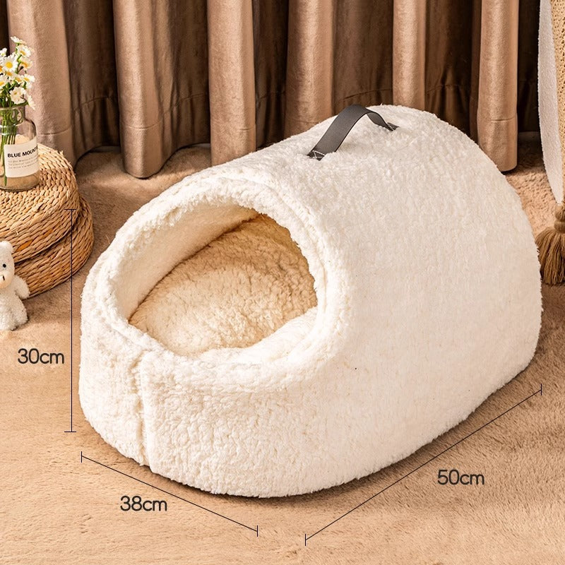 Winter Warm Closed Sense Of Security Removable And Washable Large Lambswool Slippers Cat Nest