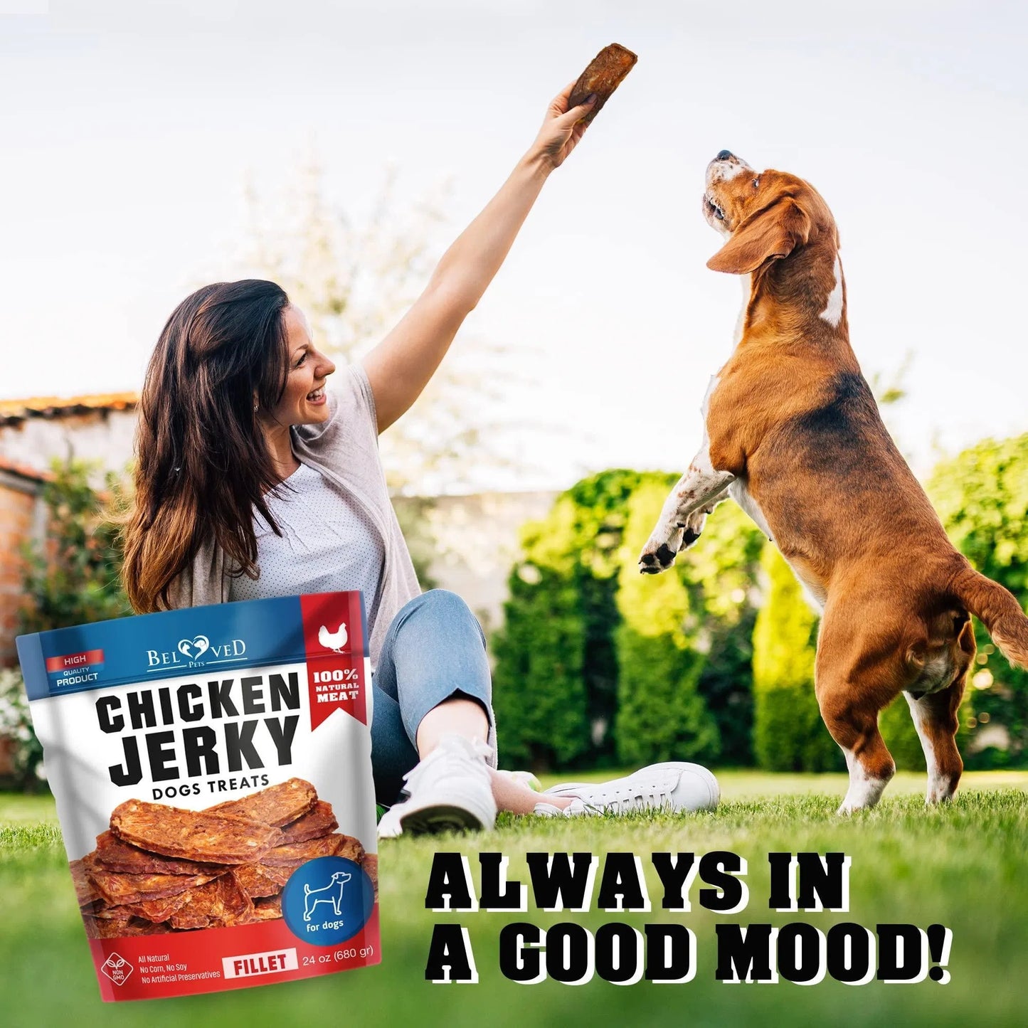 Hundeleckerlis mit Hühnchen-Jerky, 1,5 Pfund, Haustiersnacks in Lebensmittelqualität, getreidefreies Bio-Fleisch, ganz natürlich, proteinreich, getrocknete Streifen, die besten Kausnacks für das Training kleiner und großer Hunde