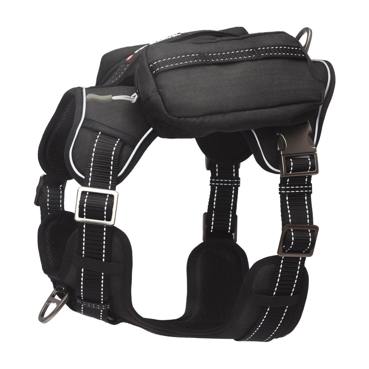PETMARVEL Hochleistungs-Taktik-Hundegeschirr mit Rucksack, No-Pull-Frontclip und Metallschnallen