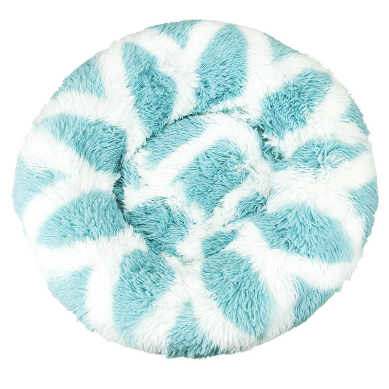 Dog Kennel Cat Kennel Plush Round Gradual Change Pet Kennel Dog Bed Winter Mat Gradual Change Pet Mattress Pet Supplies