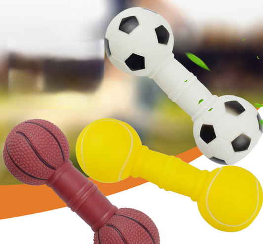 Dog Toys Football Dumbbell Shaped Dog Squeeze Squeaky Pet Chew Toy