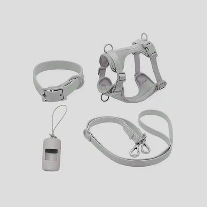 Luxury Waterproof PVC Neoprene Pet Poop Bag Dispenser Set, Dog Harness, Leash Collar Set for Dog, High Quality