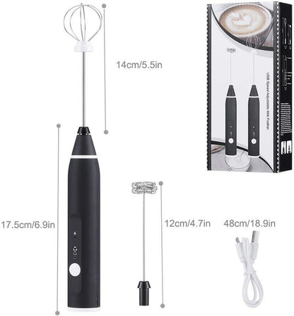 3-Piece Electric Milk Frother And Whisk Set
