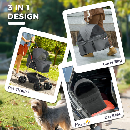 3-in-1 Pet Stroller mit Korb & Tragetasche – Hundebuggy