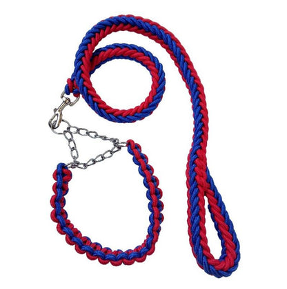 Double Strand Rope Large Dog Leashes Metal P Chain Buckle Contrast  Colorful Pet Traction Rope Collar Set Firm 1.2m Length
