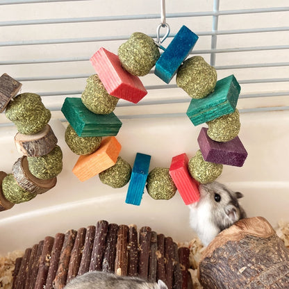 Hamster Toy Guinea Pig Rabbit Snack Totoro Molar Bite Toy Decorative Ring Straw Ball Applewood Molar Rod
