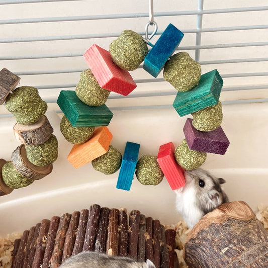 Hamster Toy Guinea Pig Rabbit Snack Totoro Molar Bite Toy Decorative Ring Straw Ball Applewood Molar Rod