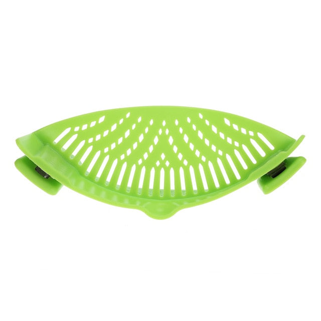 Silikon-Küchensieb Clip Pan Drain Rack Schüssel Trichter Reis Pasta Gemüse Waschen Sieb Ablassen Überschüssige Flüssigkeit Univers