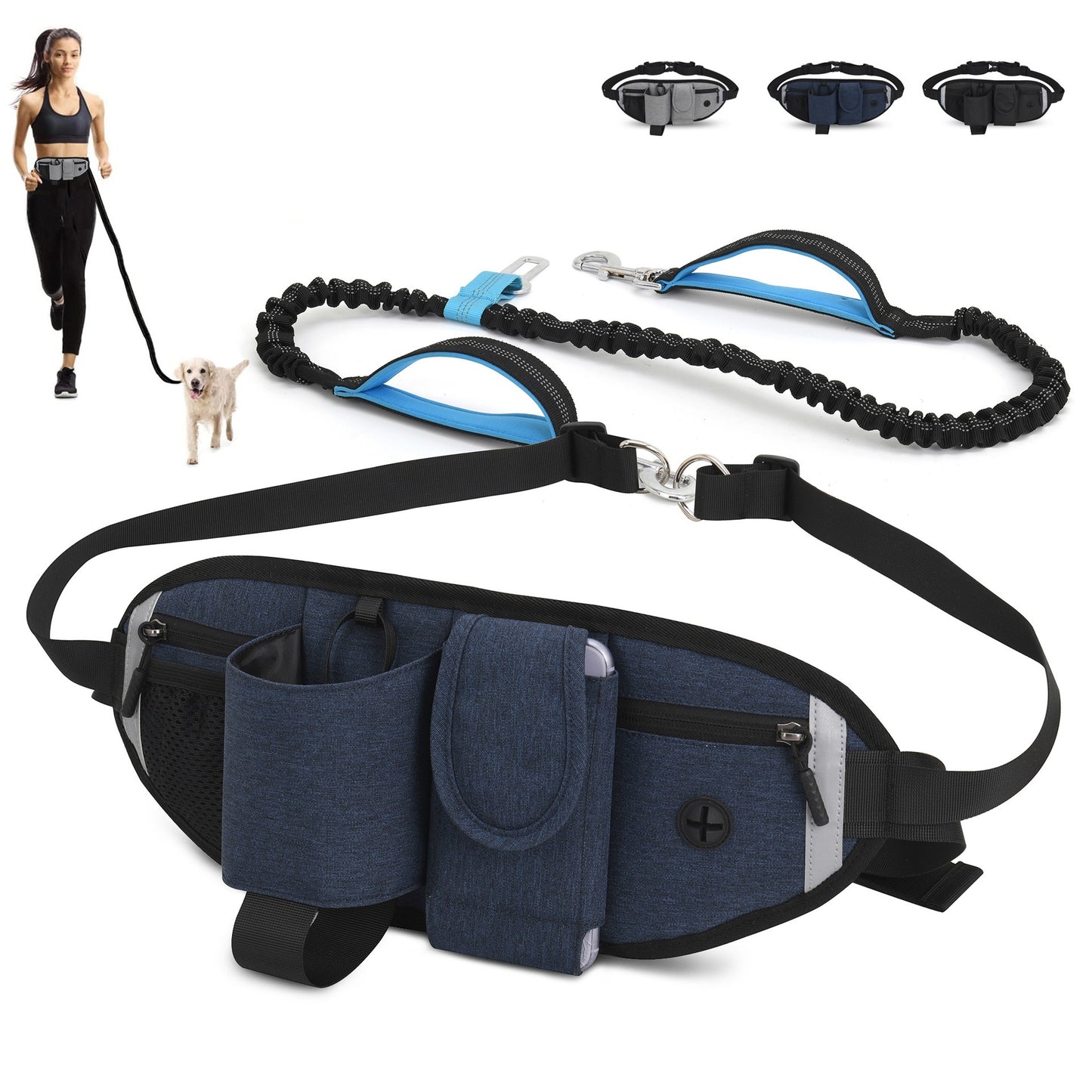 Running sports waist bag multifunctional waterproof pet waist bag outdoor anti-collision elastic dog walking waist bag