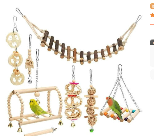 Parrot Bite Toy Small And Medium Bird Log Swing Ring Bell String