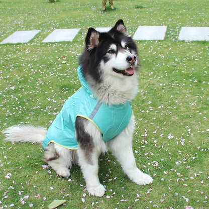 Big Dog Cloak Raincoat With Reflective Strips Husky Pug Pet Raincoat