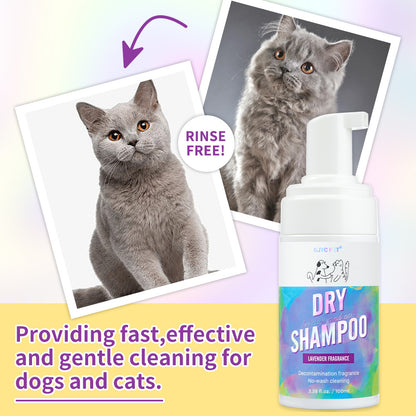Cat Dry Shampoo Bubbles Pet No-Rinse Deodorizing and Fragrant Teddy No-Wash